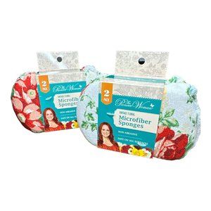 PIONEER WOMAN 4 KITCHEN MICROFIBER SPONGES IN VINTAGE FLORAL DESIGN RETIRED HTF